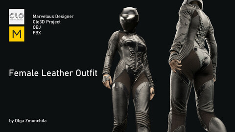 Female Lether Outfit. Clo3d, MD projects +OBJ, FBX