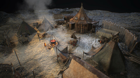 Top-Down Barbarian Camp (LowPoly)