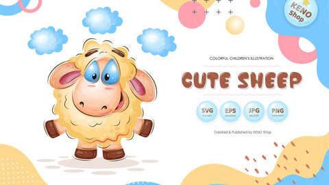 Cute Cartoon Sheep.
