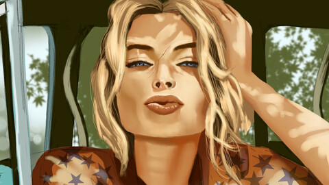 Margot Robbie drawing