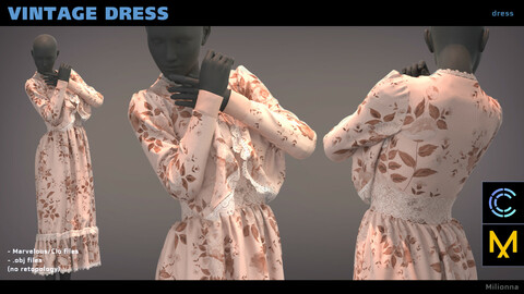 Vintage dress - Marvelous/Clo 3D (.obj)