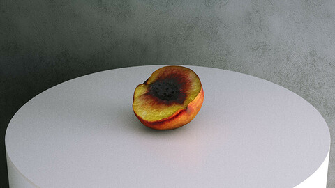 Peach Cut Half [3d Scan Model: Food / Fruit]