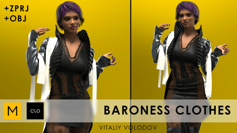 Baroness clothes | Clo3d, Marvelous designer projects