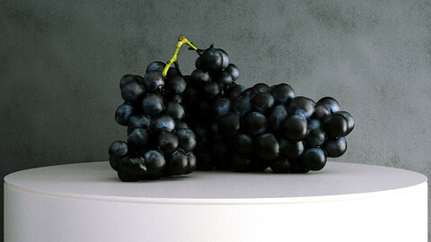 Fruit: Black Grapes Bunch [3d Scan Model]