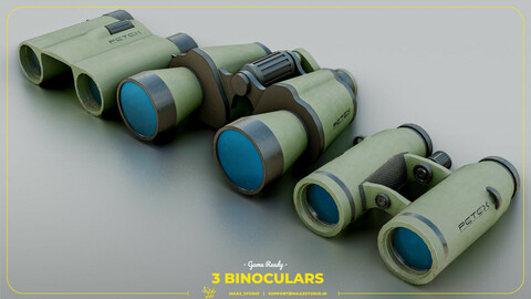 3 game ready Binoculars Low-poly 3D model