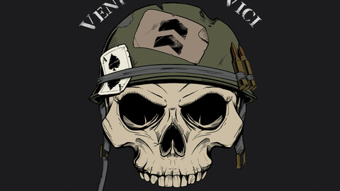 Soldier Skull Illustration
