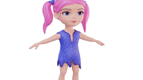 Stylized girl pink hair