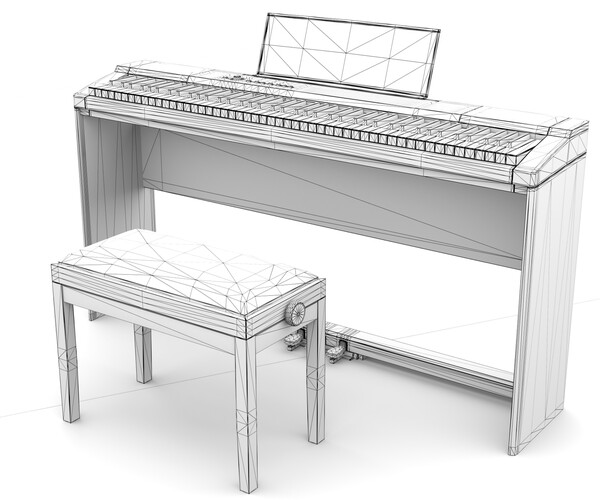 ArtStation Digital black piano keyboard with piano bench Resources