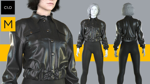Leather jaket + leggings -Marvelous Designer Clo3d project + OBJ files