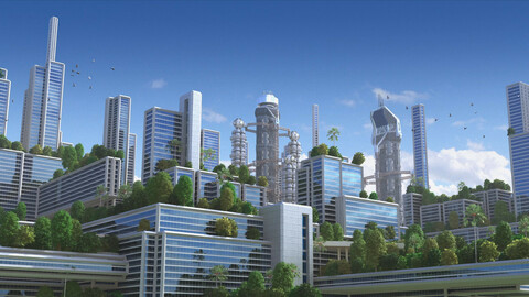 Futuristic Green City 5. (HD)