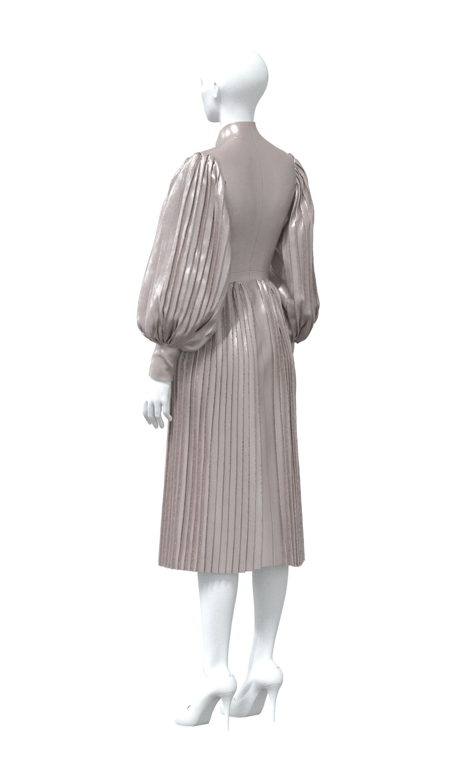ArtStation - Beige dress 1950 s - Marvelous Designer Clo3d project ...