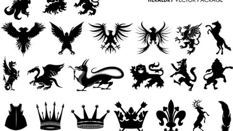 Heraldry Vector Package  Vintage Vector, Medieval Heraldry Graphics