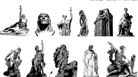 Statue Vector Package, Adobe Illustrator Statues Vector Pack