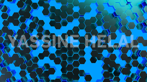 Creative blue hexagon wallpaper, Design and mosaic concept. 3D Rendering