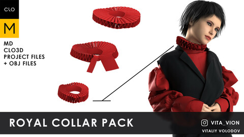Royal collar pack ||| Marvelous Designer, Clo3d project + OBJ