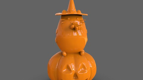 Pusheen eating Pumpkin Pie 3D Sculpt