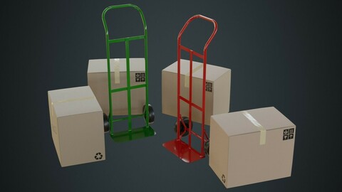 Hand Truck And Boxes 3A