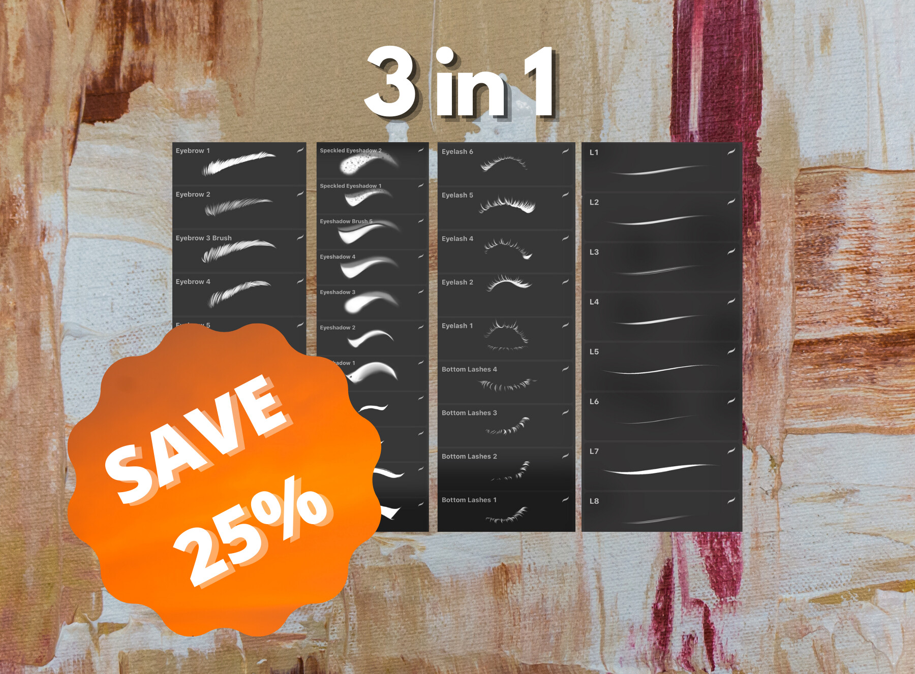 ArtStation 3 in 1 Pack Procreate Eyelash & Eyebrow Brushes. Procreate