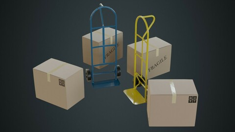 Hand Truck And Boxes 4A