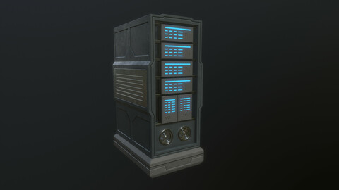Sci Fi Server Rack Low-poly 3D model