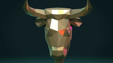 Bull  Head low Poly