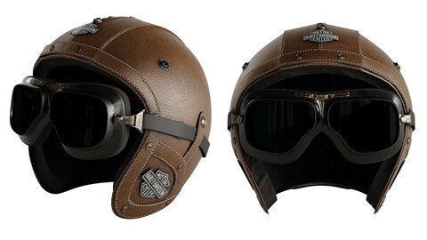 Leather moto helmet