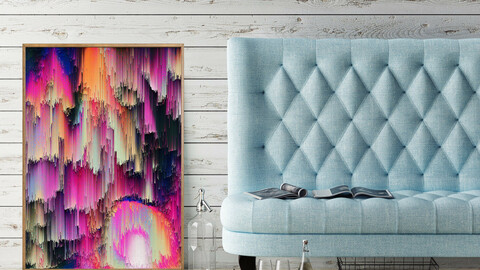 Abstract Glitch Pixel Art Colorful Design