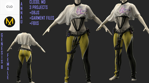 GENESIS 8 FEMALE SET: CLO3D, MARVELOUS DESIGNER 3 PROJECTS| +garments +OBJ +FBX