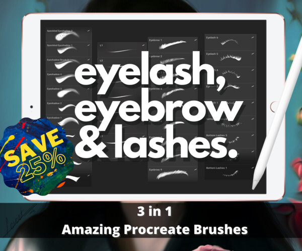 ArtStation 3 in 1 Pack Procreate Eyelash & Eyebrow Brushes. Procreate