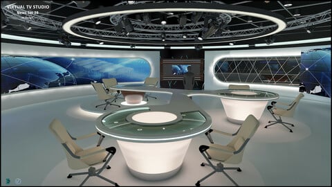 Virtual TV Studio News Set 28