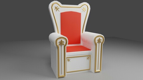 White Throne - Trono Branco - King Low-poly 3D model