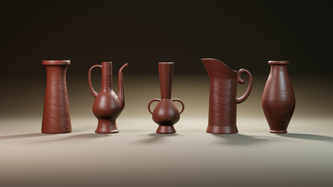 Clay jugs - five items ready for subdivide Part 3