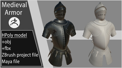 Medieval Armor / ZBrush project +fbx +obj