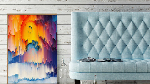 Abstract Glitch Pixel Art Colorful Design Poster