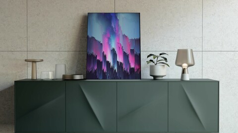 Abstract Glitch Pixel Art Colorful Design Poster