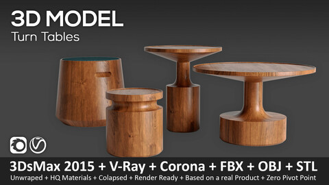 Turn Tables - 3D-Model (3ds Max 2015 + Vray + Corona + FBX + STL + Obj)