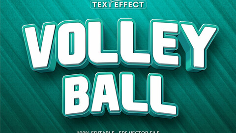 Volleyball text, cartoon style editable text effect