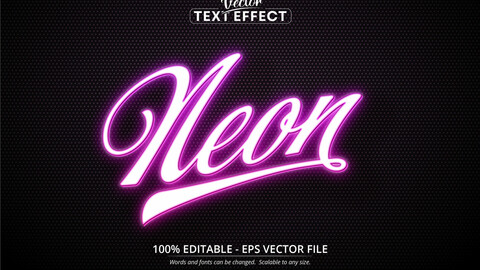 Neon text, neon style editable text effect