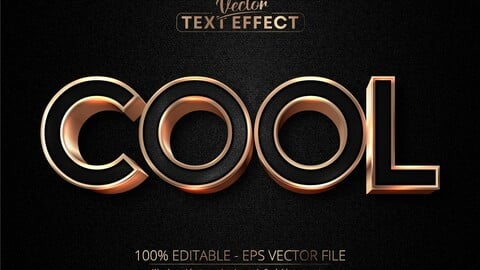 Cool text, luxury rose gold editable text effect on black canvas background