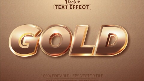 Gold text, shiny rose gold color style editable text effect