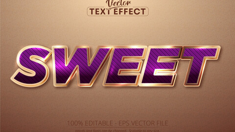 Sweet text, shiny rose gold color style editable text effect