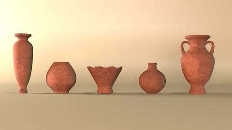 Clay jugs - five items ready for subdivide Part 6