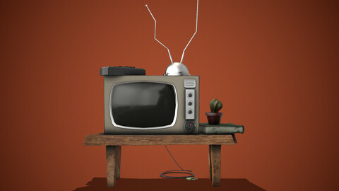 Cartoon Retro Telly Low Polygonal