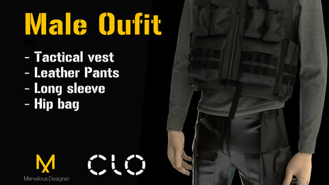 Male suite for standart Clo 3D Avatar Male_V1. MD and CLO 3D project file + OBJ file zipped