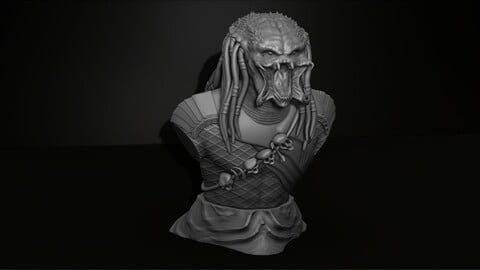 Predator Bust Model File STL for 3D Printer Figurine 3D Printing Assembly