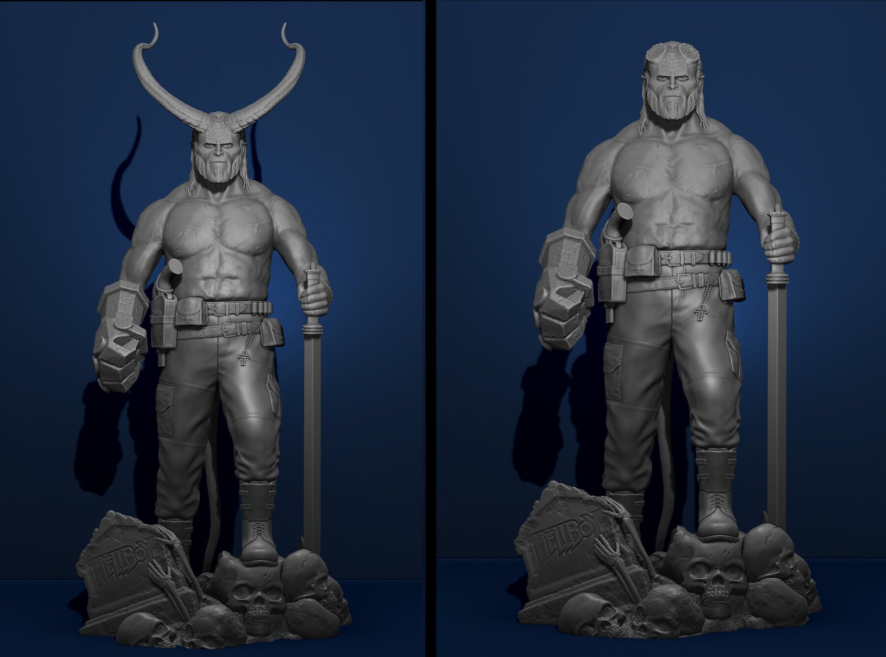 Artstation Hellboy Dc Comics Action Figures Marvel Model Printing Miniature Assembly File Stl Obj For 3 D Printer 1 8 For Fdm Fff 1 14 For Dlp Sla Sls Artworks