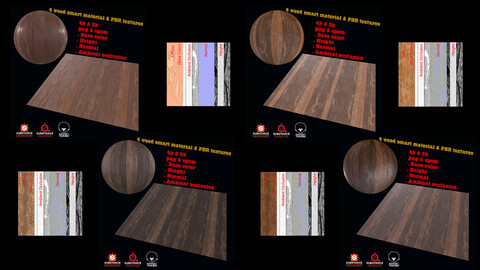 4 Wood Smart materials & PBR Textures