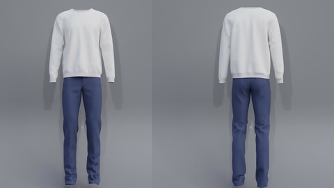 Male outfit - sweatshirt and jeans 3D Model