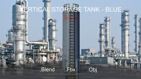 Industrial Vertical Storage Tank - Blue