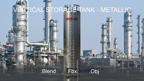 Industrial Vertical Storage Tank - Metallic